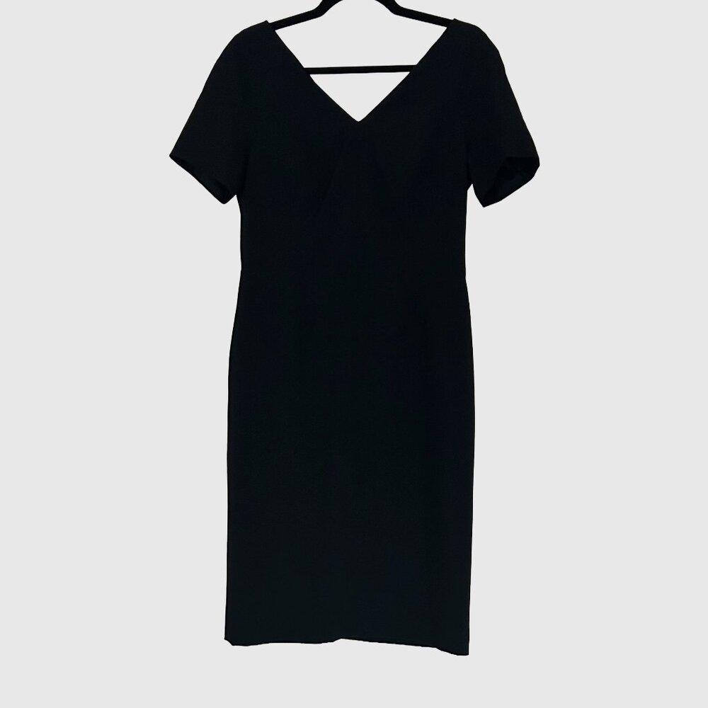 Banana Republic Wool Short Sleeve V-Neck Sheath Dress - Black - US 6